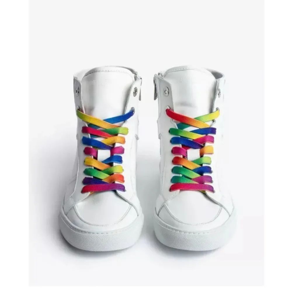 ZADIG & VOLTAIRE Rainbow Pride FLASH high top sneakers White White Leather Shoes